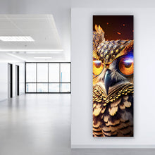 Lade das Bild in den Galerie-Viewer, Aluminiumbild gebürstet Galaktische Eule Digital Art Panorama Hoch