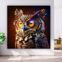 Lade das Bild in den Galerie-Viewer, Leinwandbild Galaktische Eule Digital Art Quadrat