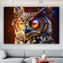 Lade das Bild in den Galerie-Viewer, Aluminiumbild gebürstet Galaktische Eule Digital Art Querformat