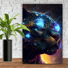Lade das Bild in den Galerie-Viewer, Aluminiumbild gebürstet Galaktischer Black Panther Hochformat