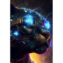 Lade das Bild in den Galerie-Viewer, Aluminiumbild gebürstet Galaktischer Black Panther Hochformat