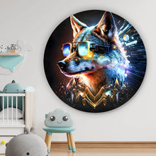 Lade das Bild in den Galerie-Viewer, Aluminiumbild gebürstet Galaktischer Fantasie Wolf Kreis