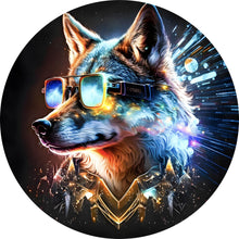 Lade das Bild in den Galerie-Viewer, Aluminiumbild gebürstet Galaktischer Fantasie Wolf Kreis