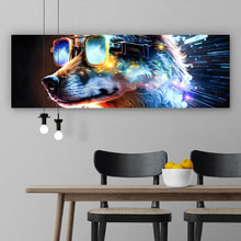 Lade das Bild in den Galerie-Viewer, Spannrahmenbild Galaktischer Fantasie Wolf Panorama