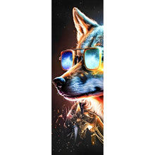Lade das Bild in den Galerie-Viewer, Aluminiumbild gebürstet Galaktischer Fantasie Wolf Panorama Hoch