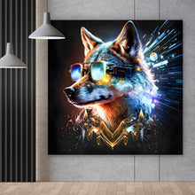 Lade das Bild in den Galerie-Viewer, Acrylglasbild Galaktischer Fantasie Wolf Quadrat