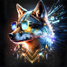 Lade das Bild in den Galerie-Viewer, Aluminiumbild Galaktischer Fantasie Wolf Quadrat