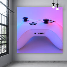 Lade das Bild in den Galerie-Viewer, Aluminiumbild gebürstet Gaming Controller im Neonlicht Quadrat