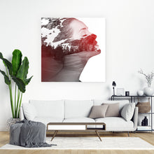 Lade das Bild in den Galerie-Viewer, Poster Gebirge in Silhouette einer Frau Quadrat