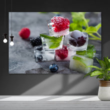 Lade das Bild in den Galerie-Viewer, Acrylglasbild Gefrorene Beeren in Eiswürfeln Querformat
