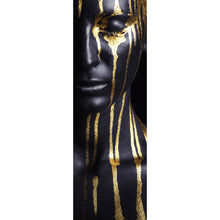 Lade das Bild in den Galerie-Viewer, Acrylglasbild Geheimnisvolle Frau mit Gold Panorama Hoch