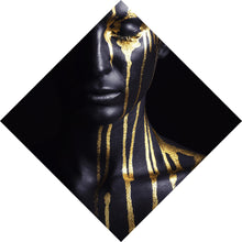 Lade das Bild in den Galerie-Viewer, Acrylglasbild Geheimnisvolle Frau mit Gold Raute