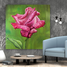 Lade das Bild in den Galerie-Viewer, Spannrahmenbild Gemälde einer Rose Quadrat