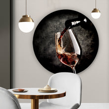 Lade das Bild in den Galerie-Viewer, Aluminiumbild gebürstet Genussvoller Rotwein Kreis