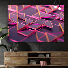 Lade das Bild in den Galerie-Viewer, Aluminiumbild gebürstet Oberfläche aus Dreiecken Querformat