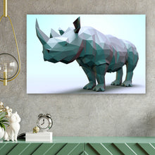Lade das Bild in den Galerie-Viewer, Leinwandbild Geometrisches Nashorn Querformat