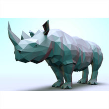 Lade das Bild in den Galerie-Viewer, Leinwandbild Geometrisches Nashorn Querformat