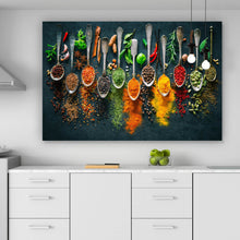 Lade das Bild in den Galerie-Viewer, Acrylglasbild Gewürzvielfalt auf Löffeln Querformat