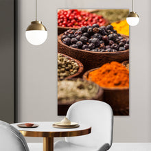 Lade das Bild in den Galerie-Viewer, Leinwandbild Gewürzvielfalt in Schalen Hochformat