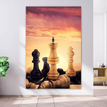 Lade das Bild in den Galerie-Viewer, Poster Gigantische Schachfiguren vor Sonnenaufgang Hochformat