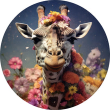 Lade das Bild in den Galerie-Viewer, Aluminiumbild Giraffe mit Blüten Kreis