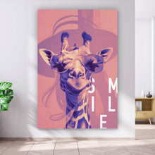 Lade das Bild in den Galerie-Viewer, Leinwandbild Giraffe Smile Modern Art Hochformat