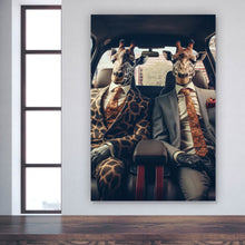 Lade das Bild in den Galerie-Viewer, Spannrahmenbild Giraffen Duo im Anzug Digital Art Hochformat