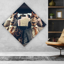 Lade das Bild in den Galerie-Viewer, Acrylglasbild Giraffen Duo im Anzug Digital Art Raute