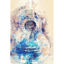 Lade das Bild in den Galerie-Viewer, Aluminiumbild gebürstet Gitarre im Aquarell Stil Hochformat