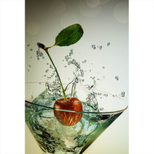 Lade das Bild in den Galerie-Viewer, Acrylglasbild Glas mit Kirsche Hochformat
