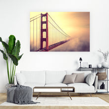 Lade das Bild in den Galerie-Viewer, Leinwandbild Golden Gate Bridge im Nebel Querformat