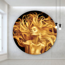 Lade das Bild in den Galerie-Viewer, Aluminiumbild Goldene Frau No.1 Kreis