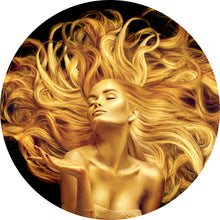 Lade das Bild in den Galerie-Viewer, Aluminiumbild gebürstet Goldene Frau No.1 Kreis
