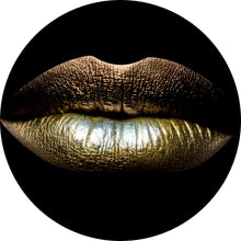 Lade das Bild in den Galerie-Viewer, Aluminiumbild gebürstet Goldene Lippen No. 1 Kreis