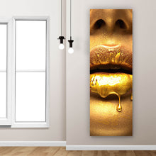 Lade das Bild in den Galerie-Viewer, Acrylglasbild Goldene Lippen No.4 Panorama Hoch