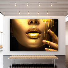Lade das Bild in den Galerie-Viewer, Poster Goldene Lippen No.4 Querformat
