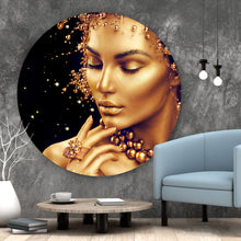 Lade das Bild in den Galerie-Viewer, Aluminiumbild gebürstet Goldene Lippen No.5 Kreis