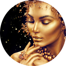 Lade das Bild in den Galerie-Viewer, Aluminiumbild gebürstet Goldene Lippen No.5 Kreis