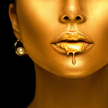 Lade das Bild in den Galerie-Viewer, Spannrahmenbild Goldene Lippen No. 3 Quadrat