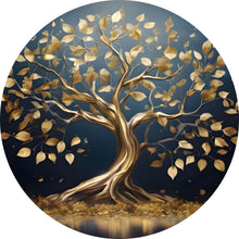 Lade das Bild in den Galerie-Viewer, Aluminiumbild Goldener Baum am Wasser Kreis