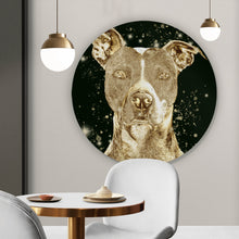 Lade das Bild in den Galerie-Viewer, Aluminiumbild gebürstet Goldener Hund Digital Art Kreis