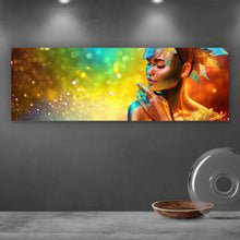 Lade das Bild in den Galerie-Viewer, Leinwandbild Goldenes Glitzer Model Panorama