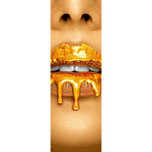 Lade das Bild in den Galerie-Viewer, Acrylglasbild Goldfarbene Lippen Panorama Hoch