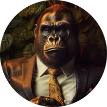 Lade das Bild in den Galerie-Viewer, Aluminiumbild gebürstet Gorilla im Anzug Digital Art Kreis
