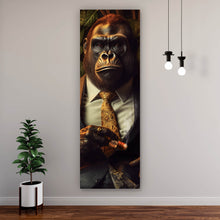 Lade das Bild in den Galerie-Viewer, Aluminiumbild gebürstet Gorilla im Anzug Digital Art Panorama Hoch