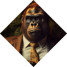 Lade das Bild in den Galerie-Viewer, Aluminiumbild gebürstet Gorilla im Anzug Digital Art Raute