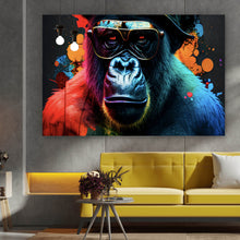 Lade das Bild in den Galerie-Viewer, Poster Gorilla mit Brille und Hut Cool Pop Art Querformat