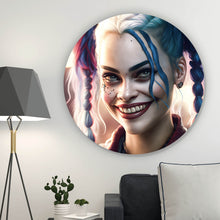 Lade das Bild in den Galerie-Viewer, Aluminiumbild gebürstet Crazy Harley Digital Art No.1 Kreis