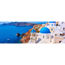 Lade das Bild in den Galerie-Viewer, Acrylglasbild Griechische Stadt auf Santorini Panorama