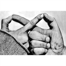 Lade das Bild in den Galerie-Viewer, Spannrahmenbild Hände Zeichenstil Vintage Querformat